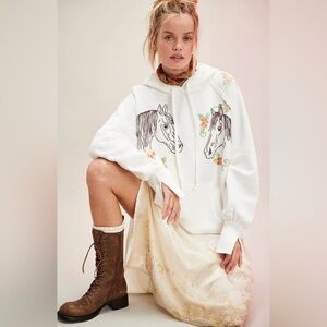 Free People Keepsake Camden Hoodie- Horse Combo🔥 Rare!